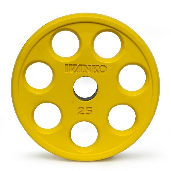 Disque Olympique 7 Trous Caoutchouc Jaune 15 kg