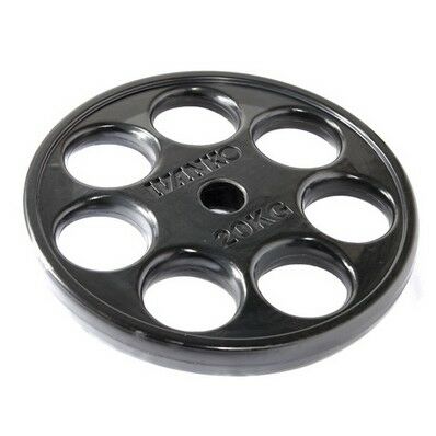 Disque Olympique 7 Trous Caoutchouc Noir 20 kg