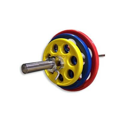 Disque Olympique 7 Trous Caoutchouc Rouge 25 kg