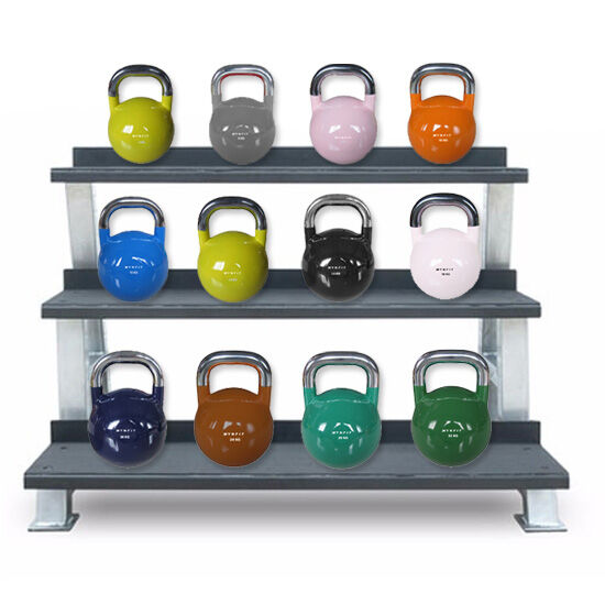 Série 12 Kettlebells Compétition PRO 4-32 kg + rack