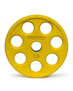 Disque Olympique 7 Trous Caoutchouc Jaune 15 kg