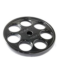 Disque Olympique 7 Trous Caoutchouc Noir 20 kg