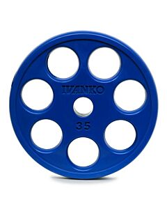 Disque Olympique 7 Trous Caoutchouc Bleu 20 kg